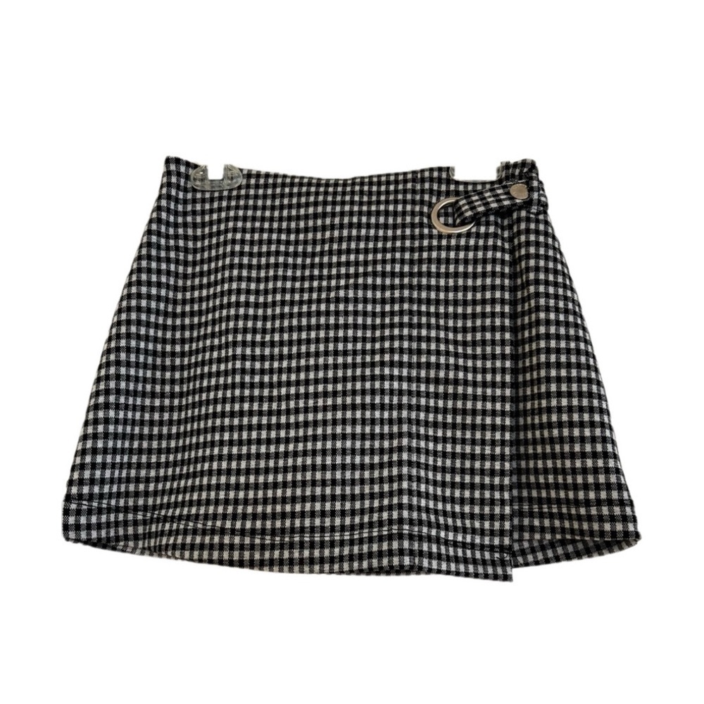 JUSTICE Black and White Gingham A-Line Skirt/Skort